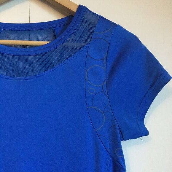 Avia Sleek Blue Bubble Print + Mesh Workout Tee - Picture 3 of 16